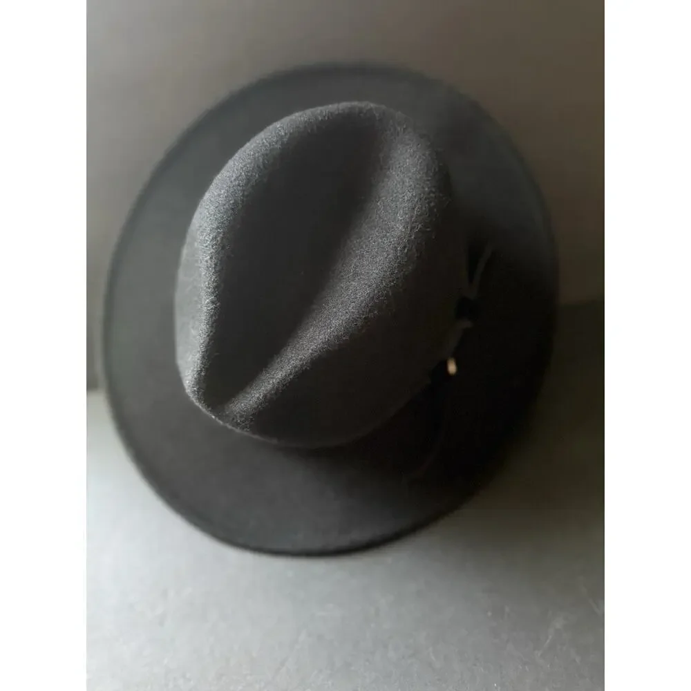 Wool Hat Fedora Western Cowboy Wide Brim Wool Blend Black Outdoor City Casual